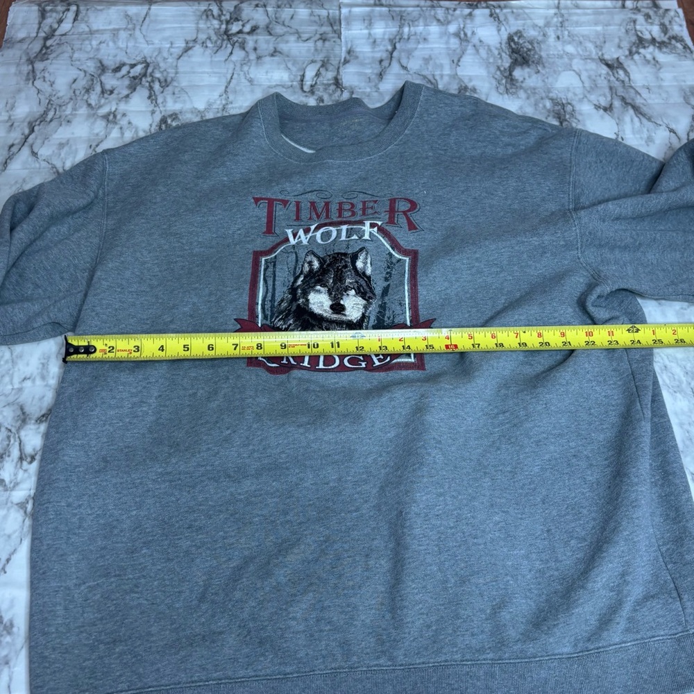 Timber Wolf Ridge Oversized y2K cozy Gray Grey Crewneck Sweatshirt 2XL - Picture 6 of 9
